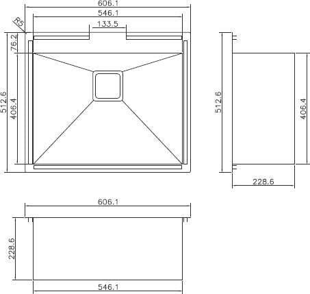 Modern National Handmade Single Bowl Inset/Undermount Sink M-S205A