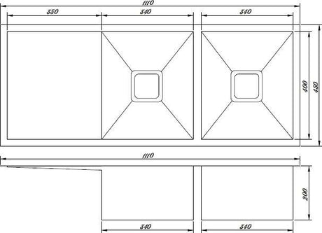 Modern National Handmade Double Bowl Inset/Undermount Sink M-S206A