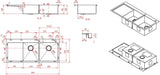 Modern National 1 & 3/4 Double Bowl Inset/Undermount Sink M-S210A