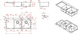 Modern National 1 & 3/4 Double Bowl Inset/Undermount Sink M-S210B