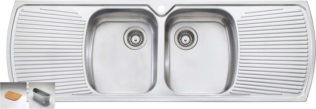 Oliveri Monet Double Bowl Inset Sink With Double Drainer MO753