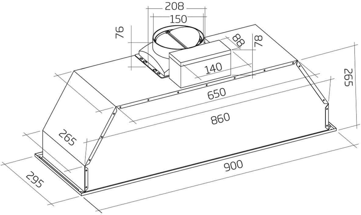 Schweigen 90cm Non-Silent 1080m3/hr Stainless Steel Undermount Rangehood NAUM-9