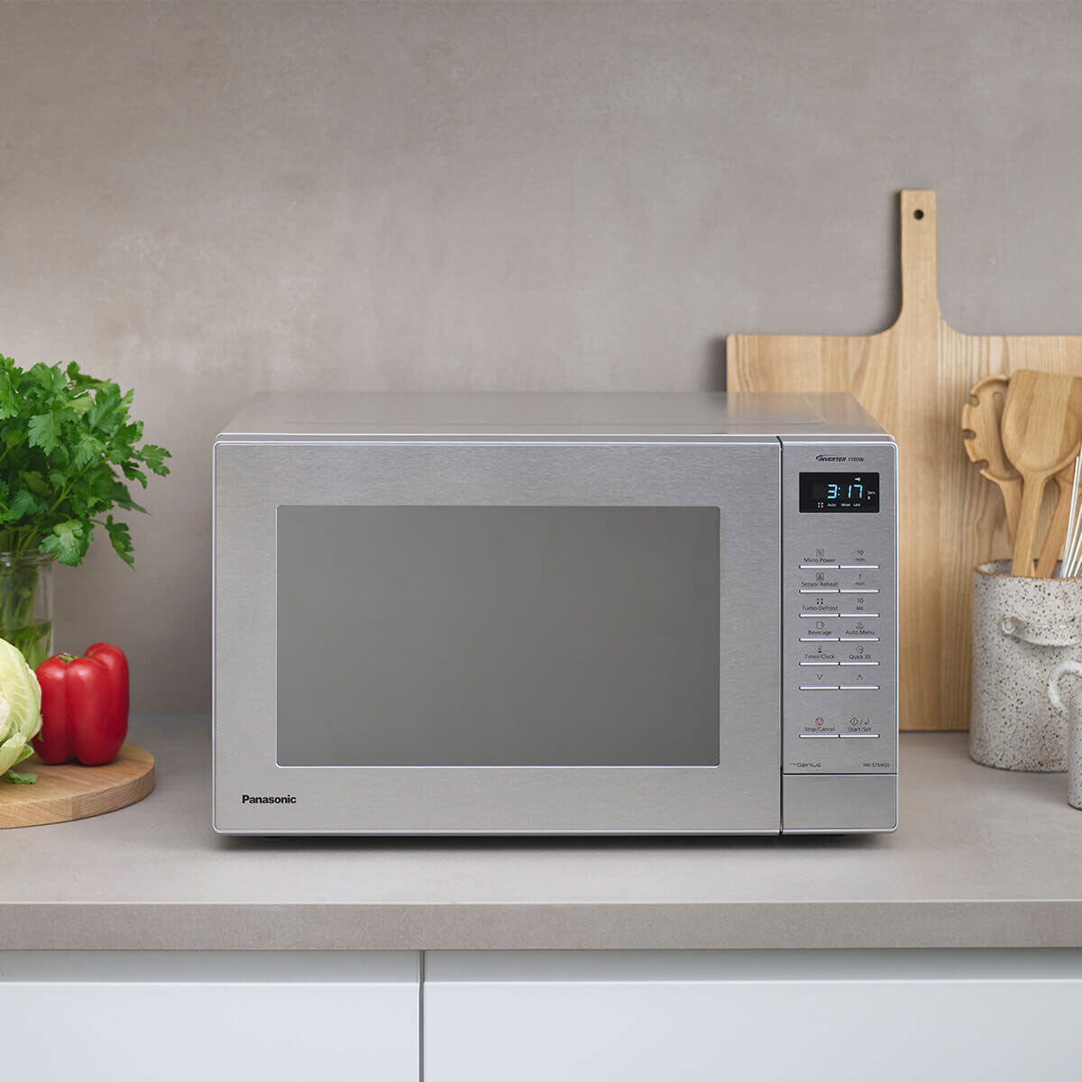 Panasonic 32L Inverter 1100W Microwave Silver NN-ST69QSQPQ