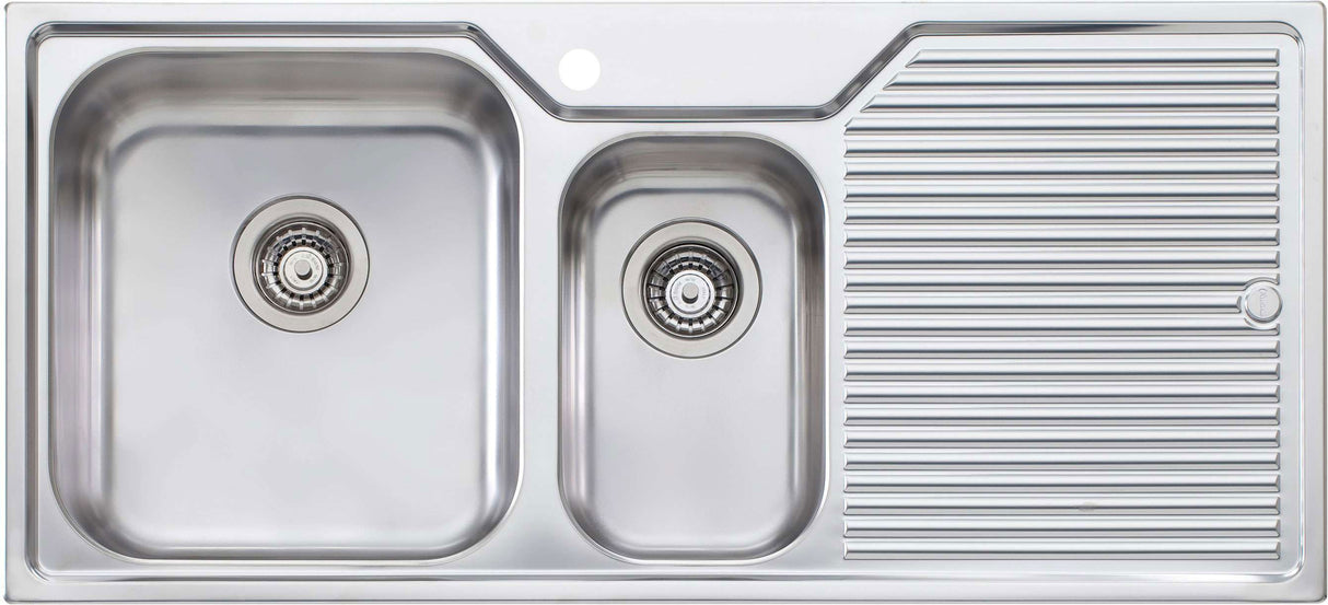 Oliveri Nu-petite 1 & 1/2 Double Left Hand Bowl Inset Sink With Drainer NP601