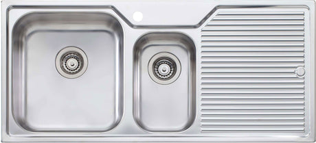Oliveri Nu-petite 1 & 1/2 Double Left Hand Bowl Inset Sink With Drainer NP601
