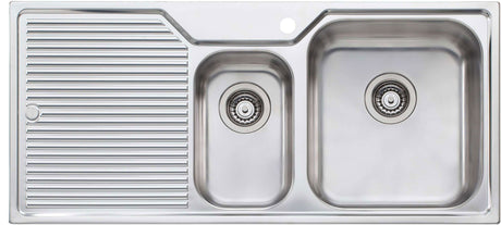 Oliveri Nu-petite 1 & 1/2 Double Right Hand Bowl Inset Sink With Drainer NP602