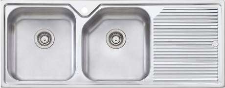 Oliveri Nu-Petite Double Left Hand Bowl Inset Sink With Drainer NP671