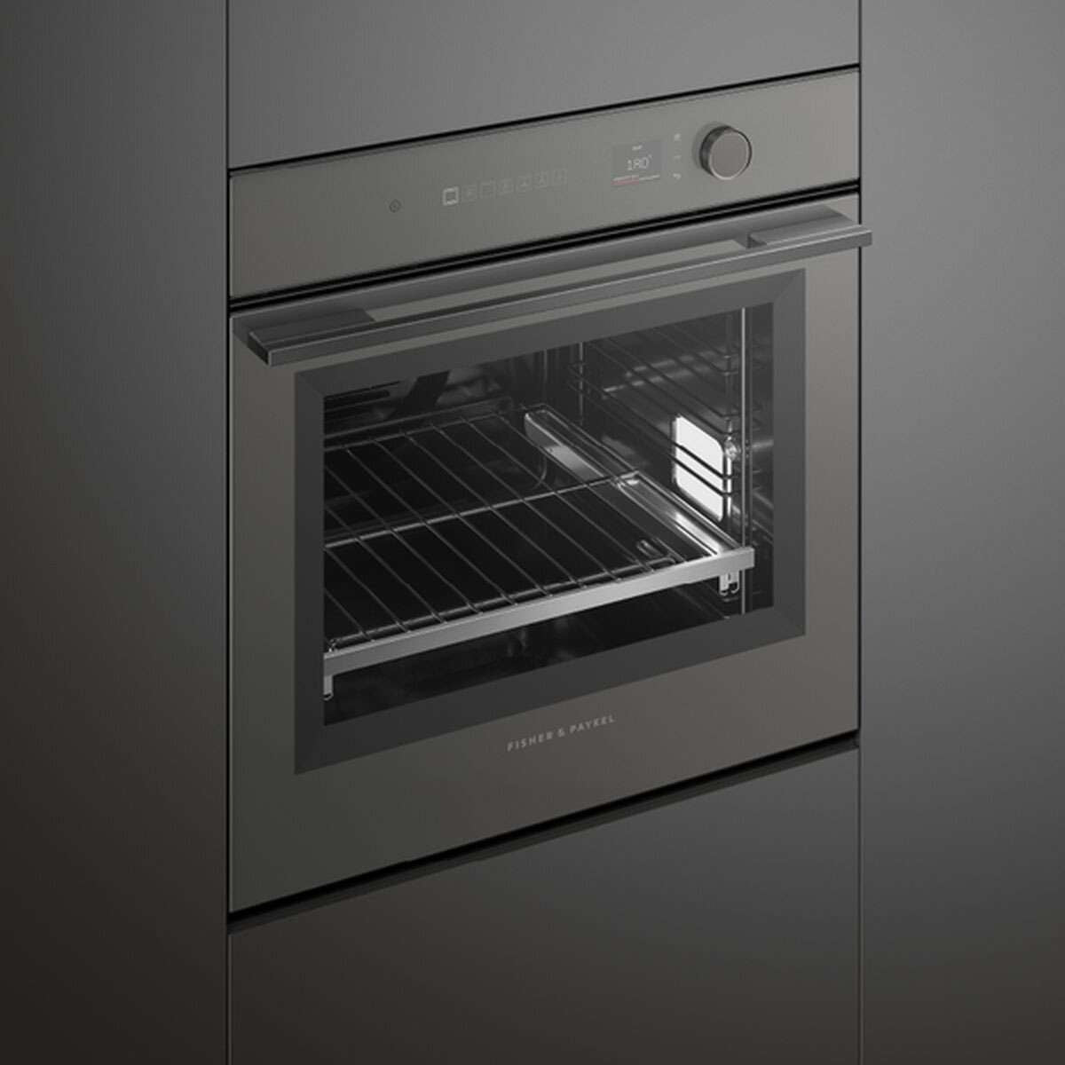 Fisher & Paykel 60cm Minimal Pyrolytic Built In Wall Oven Grey OB60SM16PLG1