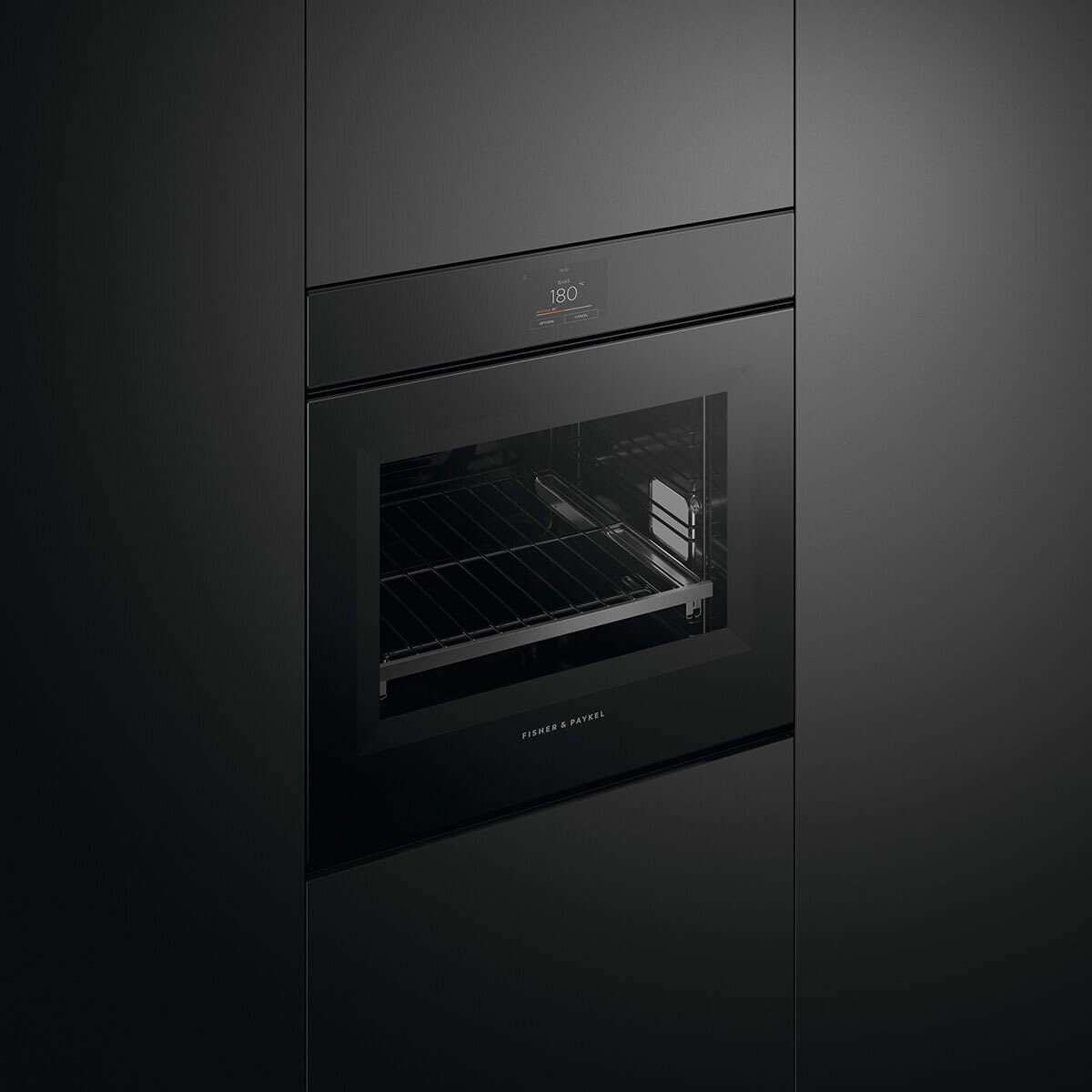 Fisher & Paykel 60cm Minimal Handleless Pyrolytic Oven Black OB60SMPTNB1
