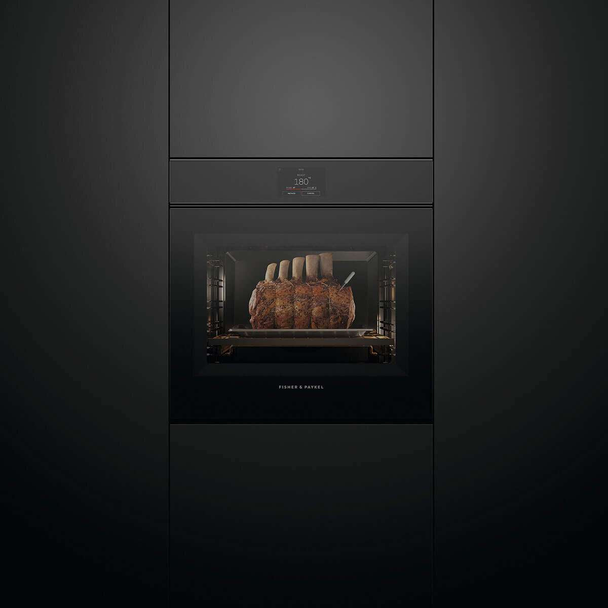 Fisher & Paykel 60cm Minimal Handleless Pyrolytic Oven Black OB60SMPTNB1