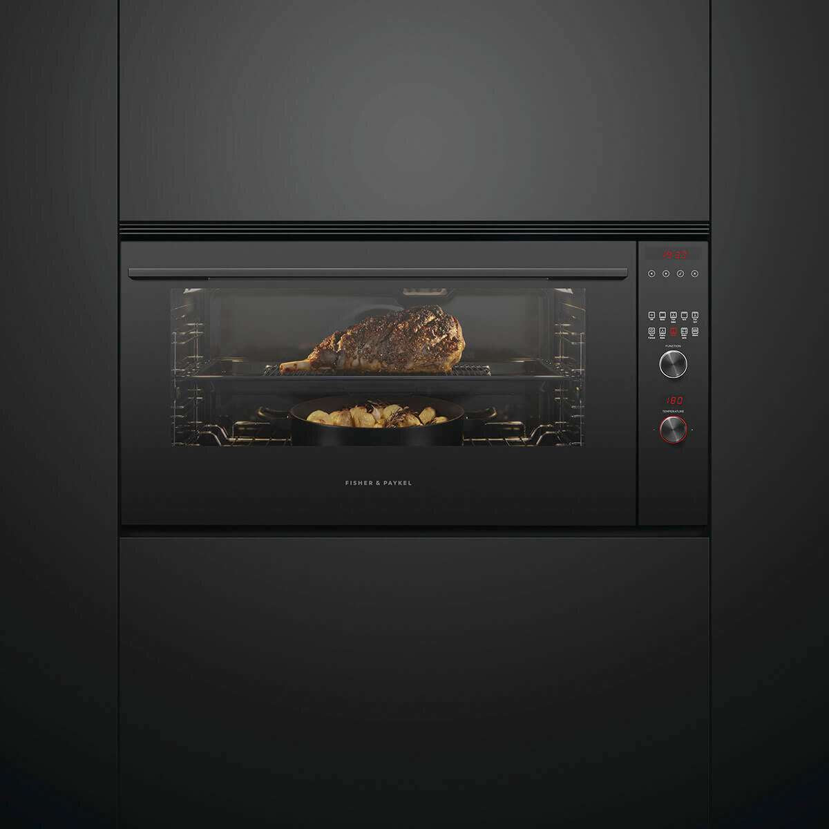 Fisher & Paykel 90cm Contemporary Built-In Wall Oven Black OB90S9MEB1