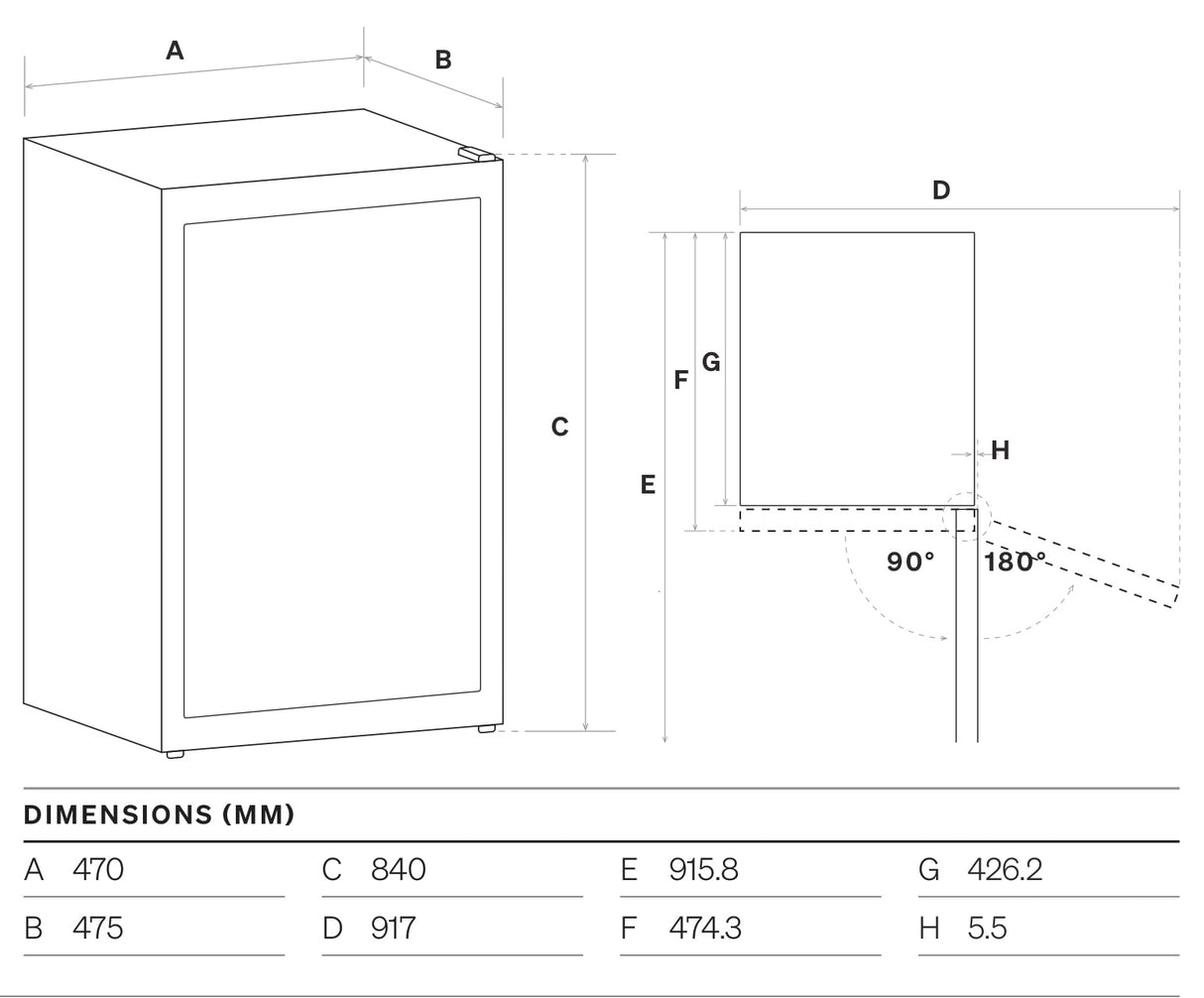 Omega 98L 102 Can Freestanding Beverage Centre Black OCBFS102SB