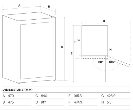 Omega 98L 102 Can Freestanding Beverage Centre Black OCBFS102SB