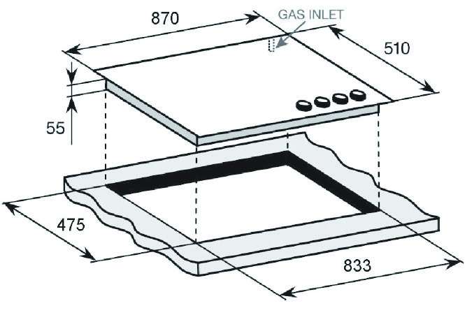Omega 90cm  Black Ceramic Glass Gas Cooktop OCG95FFX