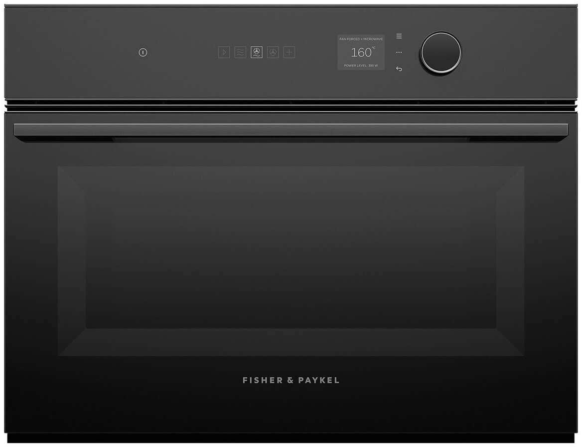 Fisher & Paykel 60cm 49L Minimal Compact Combi-Microwave Oven Black OM60NMLB1