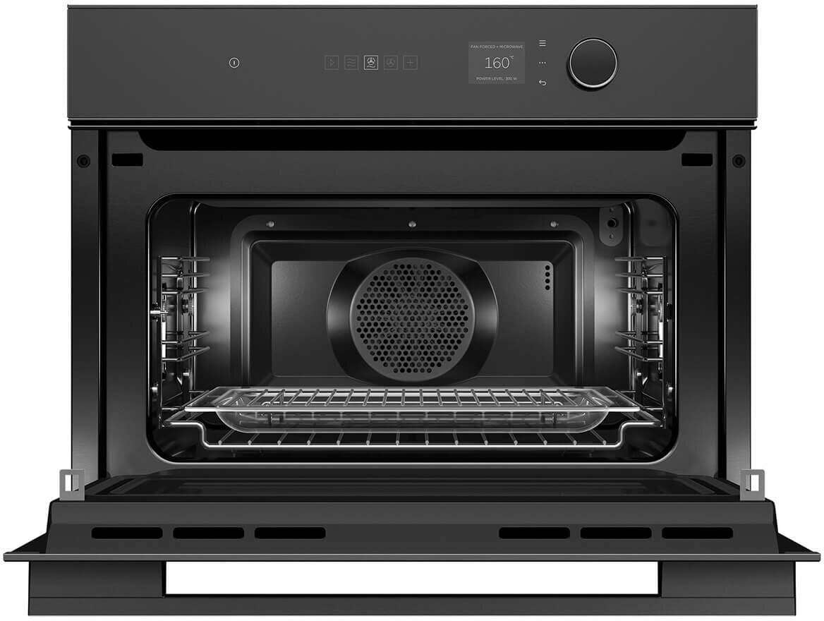 Fisher & Paykel 60cm 49L Minimal Compact Combi-Microwave Oven Black OM60NMLB1