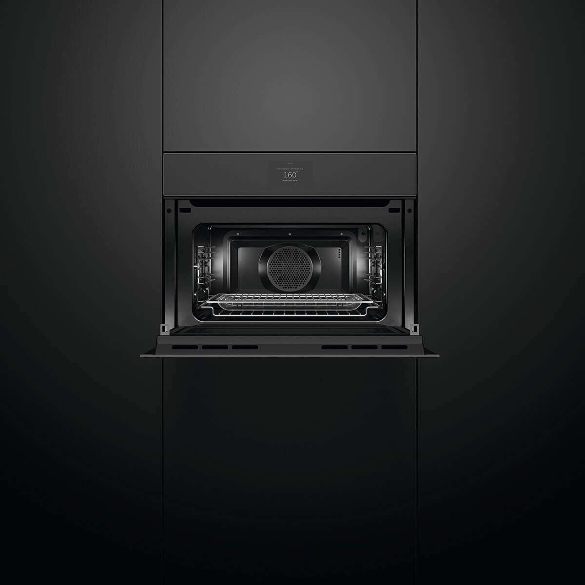 Fisher & Paykel 60cm 49L Minimal Compact Combi-Microwave Oven Black OM60NMTNB1