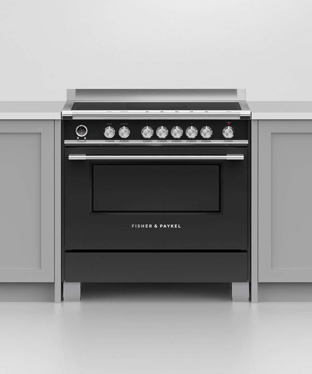 Fisher & Paykel 90cm 140L Induction Freestanding Oven/Stove Black OR90SCI6B1