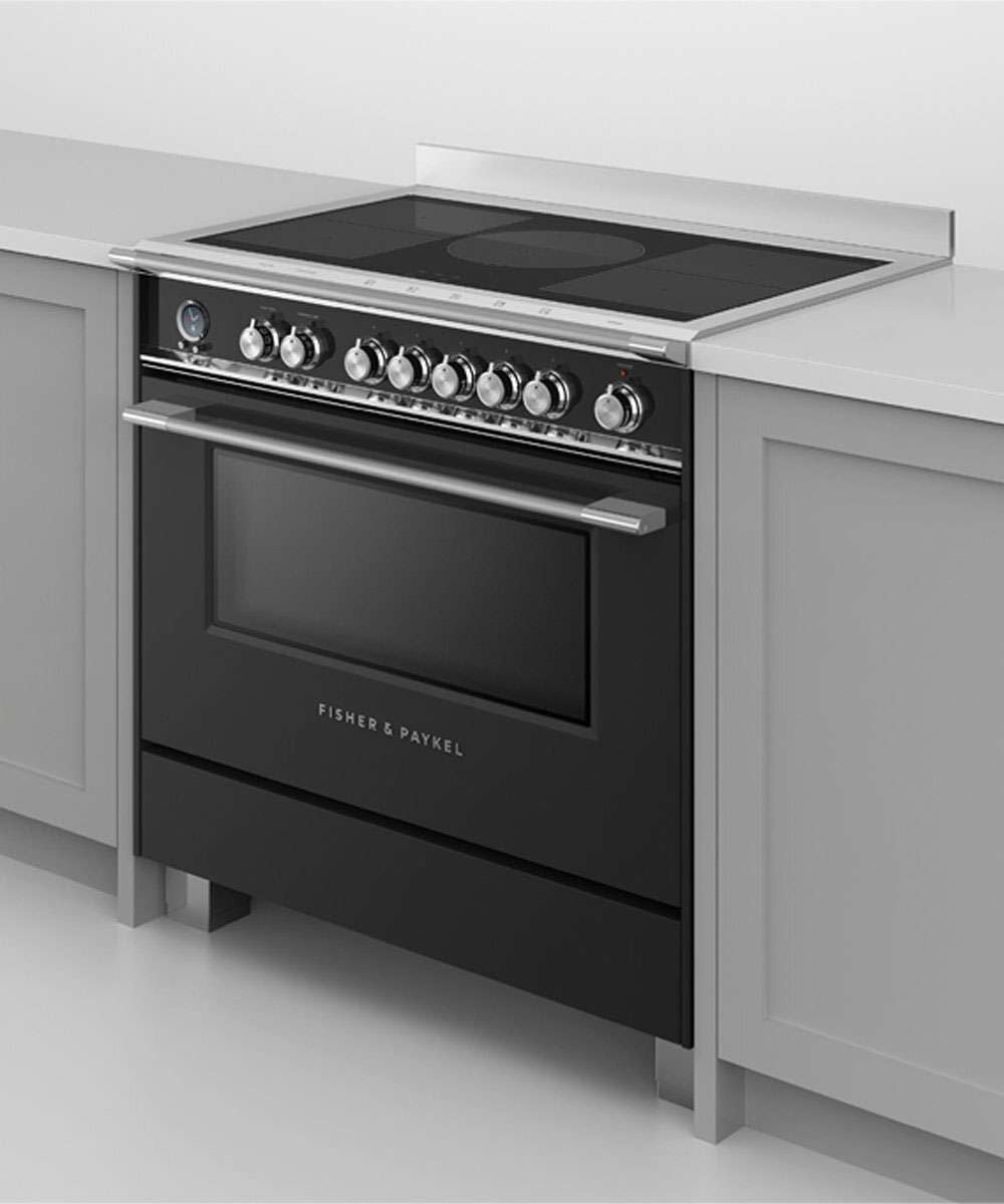 Fisher & Paykel 90cm 140L Induction Freestanding Oven/Stove Black OR90SCI6B1