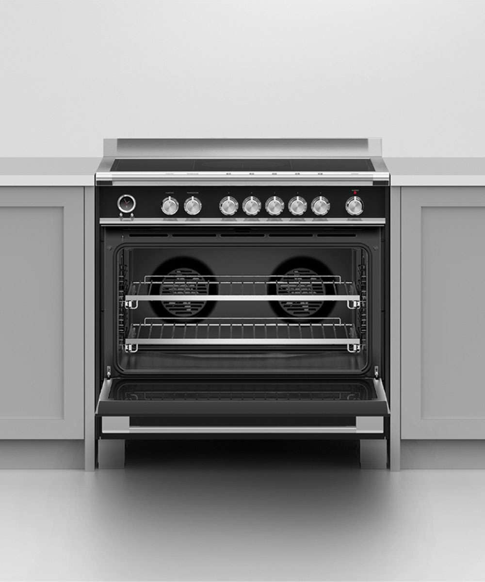 Fisher & Paykel 90cm 140L Induction Freestanding Oven/Stove Black OR90SCI6B1