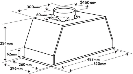 Omega 52cm Undermount Rangehood ORU52MB