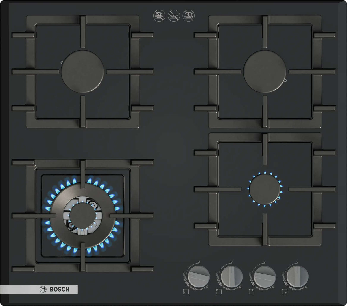 Bosch 60cm Series 4 Gas Cooktop Tempered Glass Black PNK6B6K40A