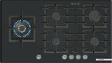 Bosch 90cm Series 6 Gas Cooktop Tempered Glass Black PPM9A6I40A