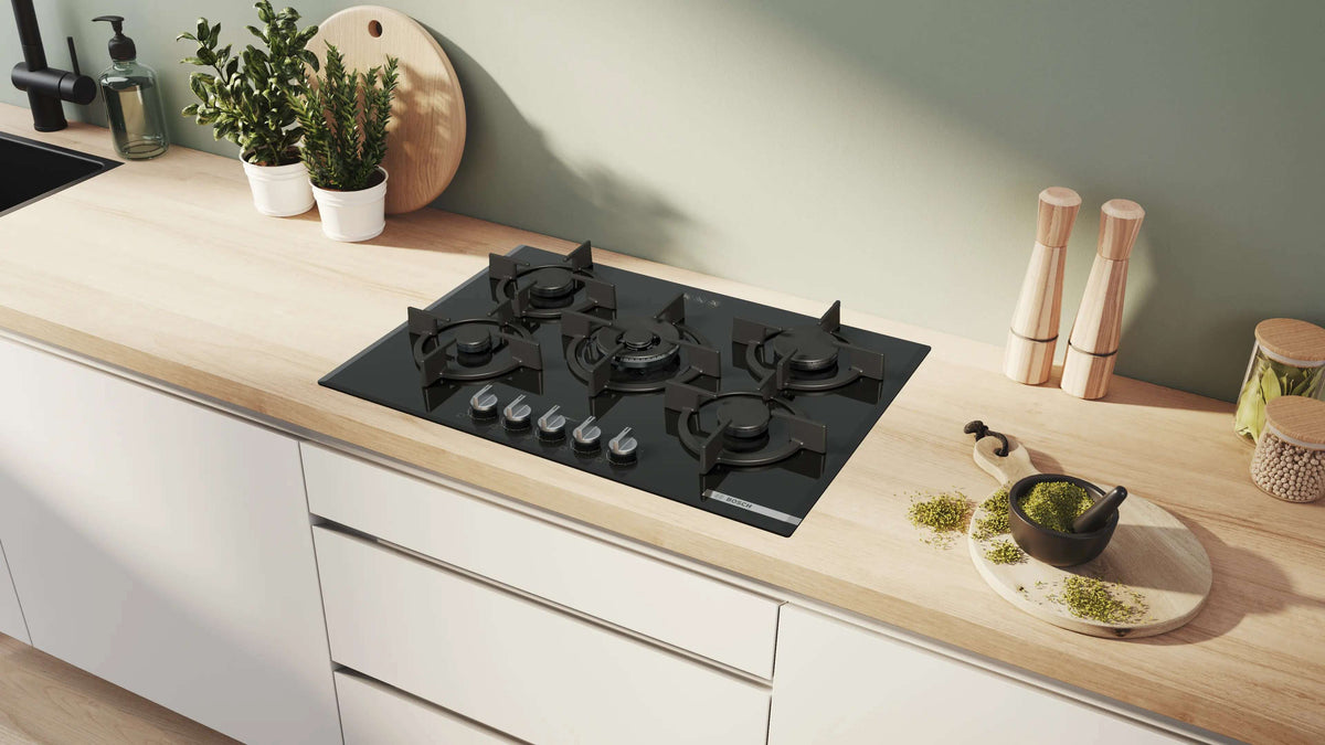 Bosch 75cm Series 6 Gas Cooktop Tempered Glass Black PPQ7A6I10A