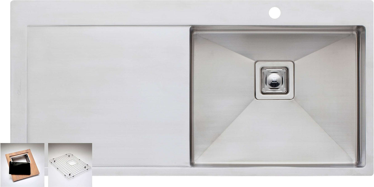 Oliveri Pro Series Single Right Hand Bowl Inset Sink With Drainer PR1122