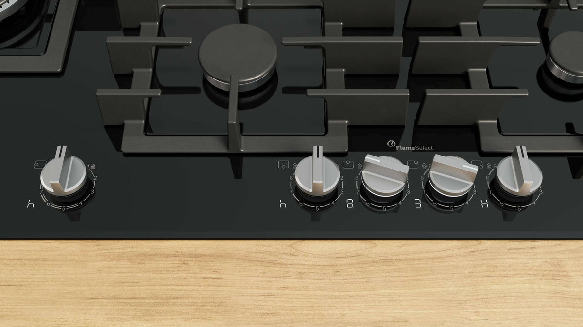 Bosch 90cm Series 8 Gas Cooktop Tempered Glass Black PRS9A6H40A