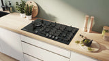 Bosch 90cm Series 8 Gas Cooktop Tempered Glass Black PRS9A6H40A