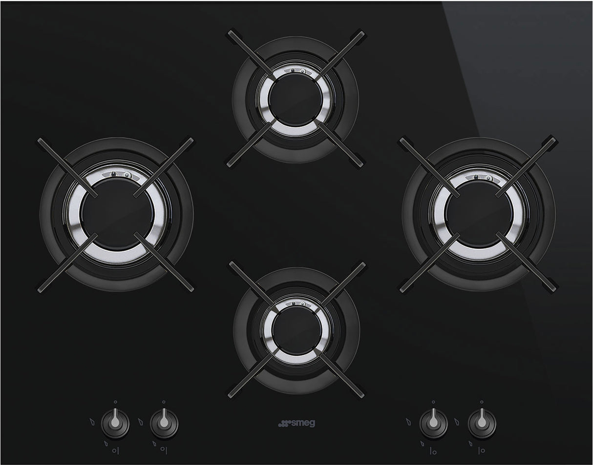 Smeg 65cm Classic Glass Gas Cooktop Black PV164LCNAU