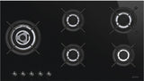 Smeg 90cm Classic Glass Gas Cooktop Black PV195LCNAU