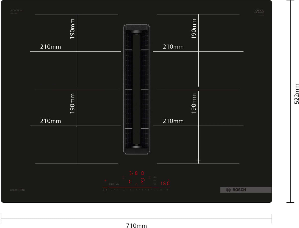 Bosch 70cm Series 6 Induction Cooktop with Downdraft PVQ711H26E