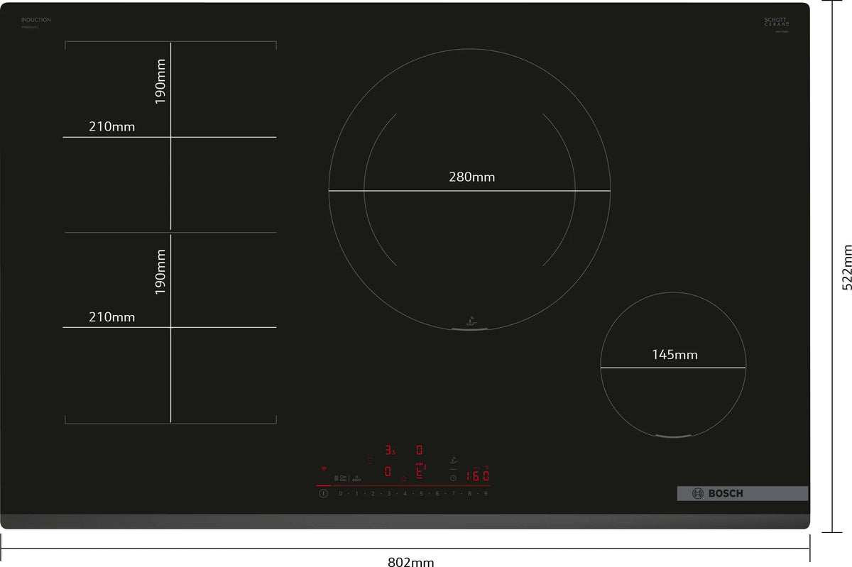 Bosch 80cm Series 6 Combi Zone Induction Cooktop PVS831HC1H
