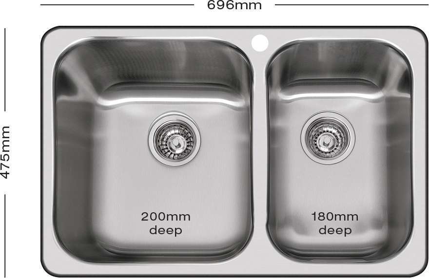 Abey Brisbane 1 & 3/4 Q180 Double Bowl Inset Sink & SK5-AV Tap Pack Q180T2