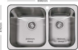 Abey Brisbane 1 & 3/4 Q180 Double Bowl Inset Sink & SK5-AV Tap Pack Q180T2