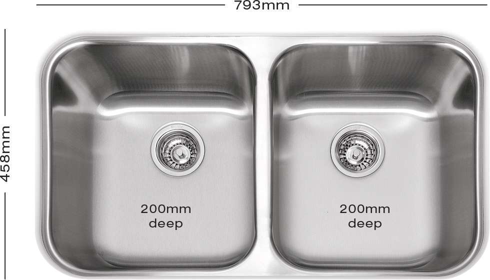 Abey Emporio Daintree Q200U Double Bowl Undermount Sink & 2K1 Tap Pack Q200UT5