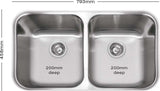 Abey Emporio Daintree Q200U Double Bowl Undermount Sink & 2K1 Tap Pack Q200UT5