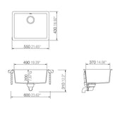 Abey Schock Alpina Large Single Bowl Inset/Undermount Granite Sink QN-100W