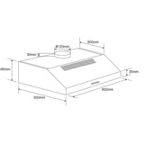 Euromaid 90cm Stainless Steel Fixed Rangehood R90FS