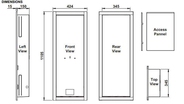 Rinnai RBOX04L Galvanised Lockable Recess Box To Suit B16, B20, B26, S20, S26