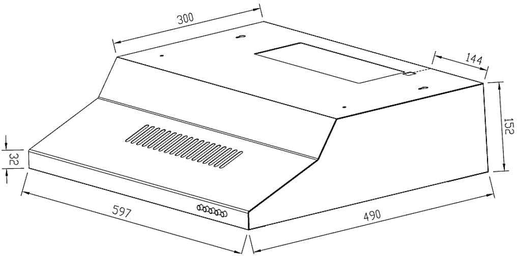 Robinhood 60cm Compact Fixed Rangehood Stainless Steel RCA3AL6SS