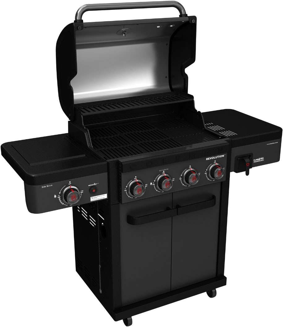 Coleman Revolution 4 Burner Freestanding LPG BBQ+Side Burner Black Matte REV4BMA