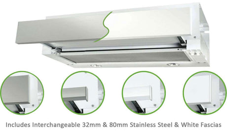 Robinhood 60cm Stainless Steel or White Slideout Rangehood RO61SS/WH/80