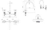 Modern National Ryker 1/4 Turn Kitchen Tap Set Chrome RYK004