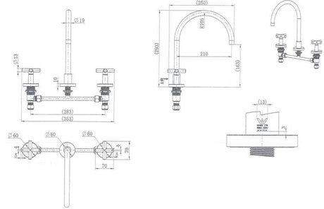 Modern National Ryker 1/4 Turn Kitchen Tap Set Chrome RYK004