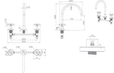 Modern National Ryker 1/4 Turn Kitchen Tap Set Brushed Bronze RYK004BM