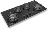 Goldline 90cm 4 Burners Gas Cooktop Black Narrow SAB4GLB