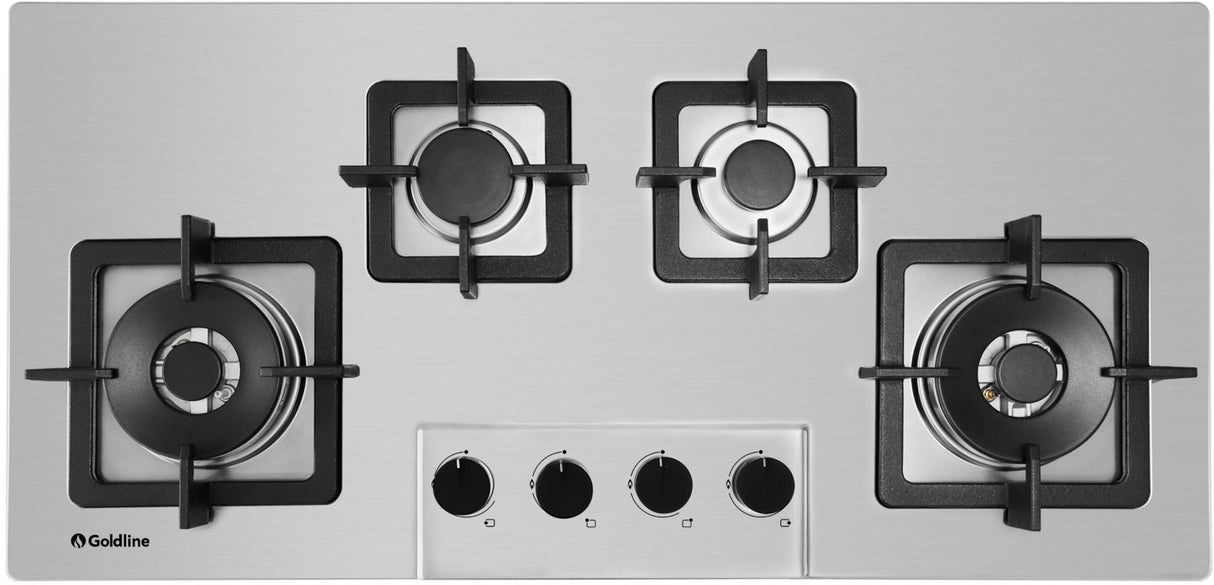 Goldline 90cm 4 Burners Gas Cooktop Stainless Steel Narrow SAB4GLSS